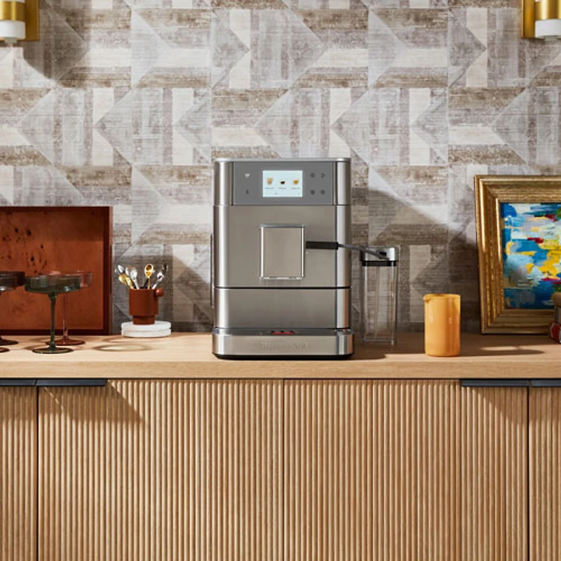 Machine à espresso automatique KES8557 de KitchenAid avec moulin à café et mousseur à lait automatique - Acier inoxydable