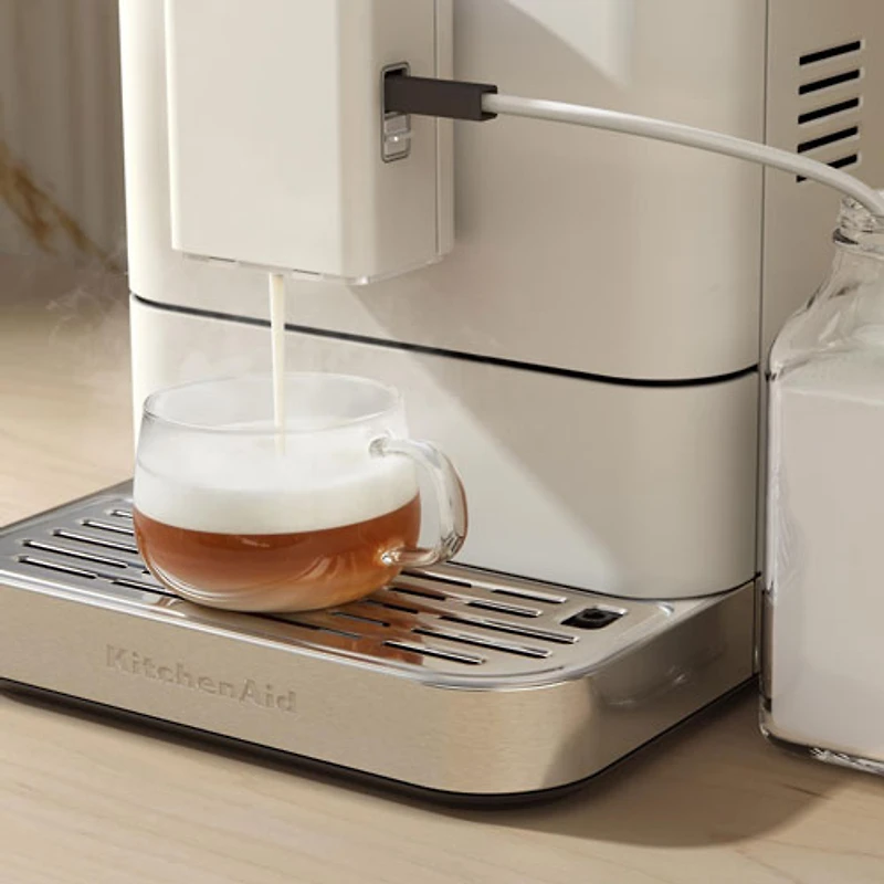 KitchenAid KES8557 Automatic Espresso Machine with Coffee Grinder & Automatic Milk Frothing - Porcelain White