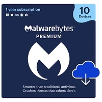 Malwarebytes Premium (PC/Mac) - 10 appareils - 1 an - Téléchargement numérique