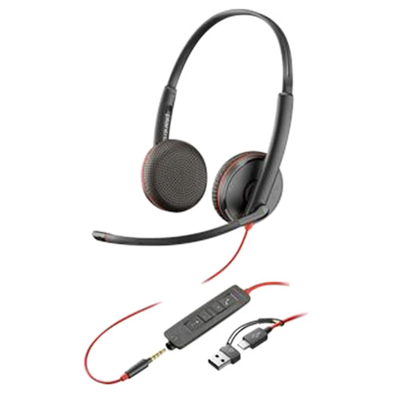 Casque d'écoute avec fil à suppression du bruit Poly Blackwire 3225 de HP - Noir