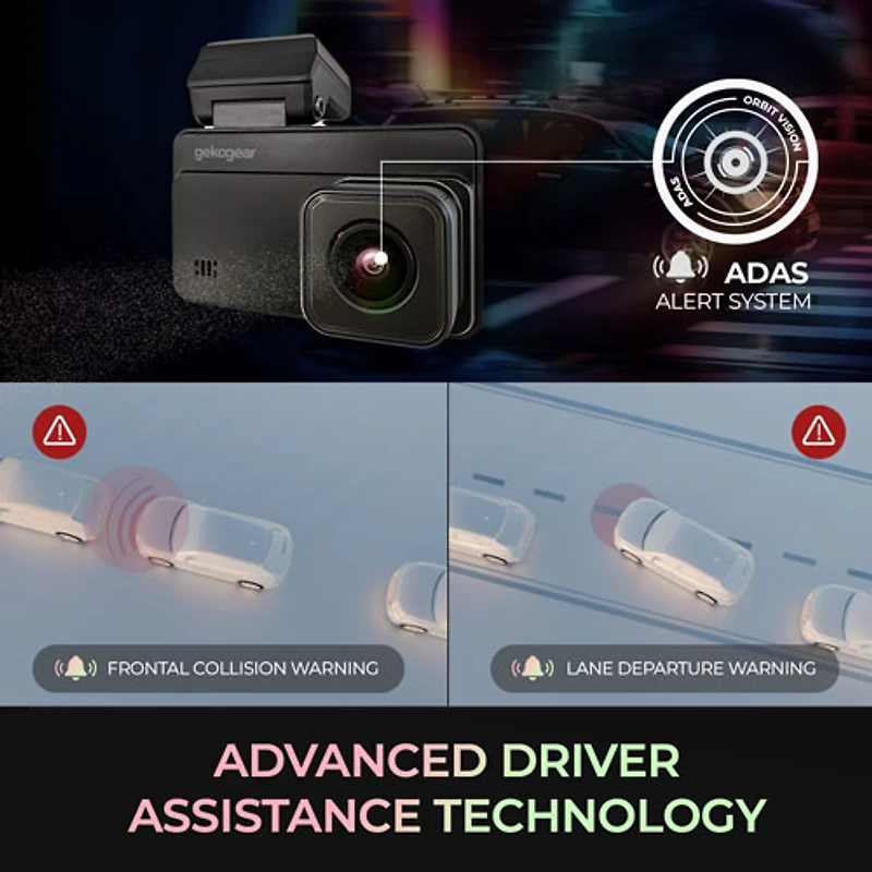 GekoGear Orbit D220 Full HD 1080p Dash Cam with 3" Screen & Rear Camera - Only at Best Buy