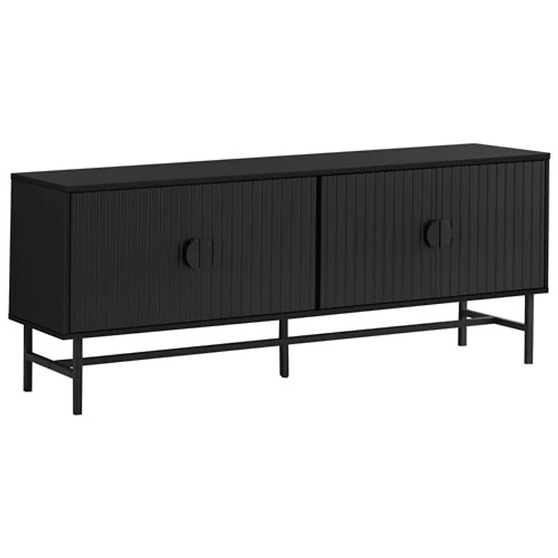 Monarch 60" TV Stand with 2 Closed Cabinets - Black
