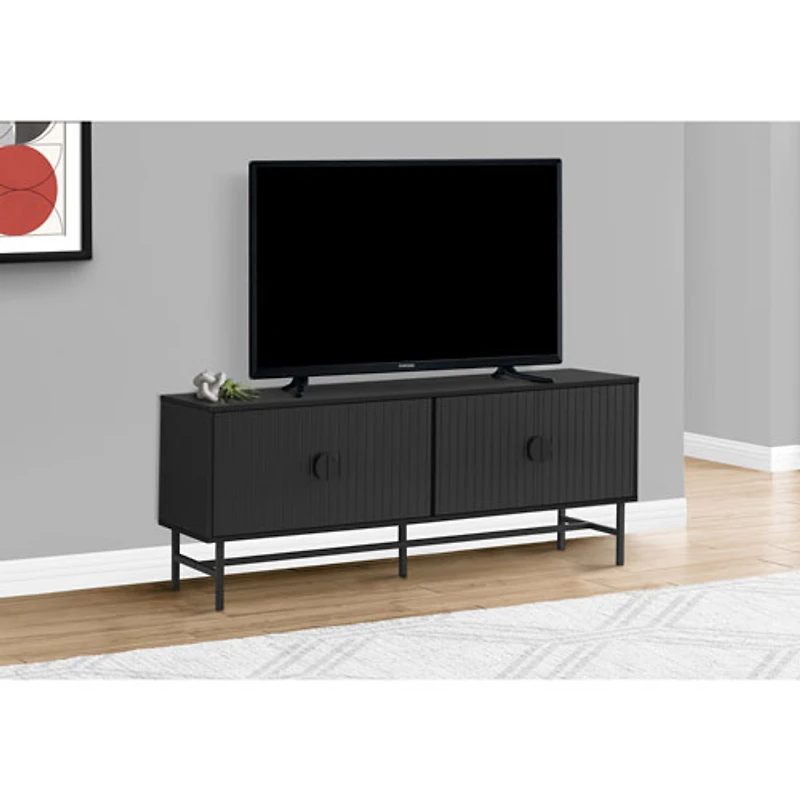 Monarch 60" TV Stand with 2 Closed Cabinets - Black