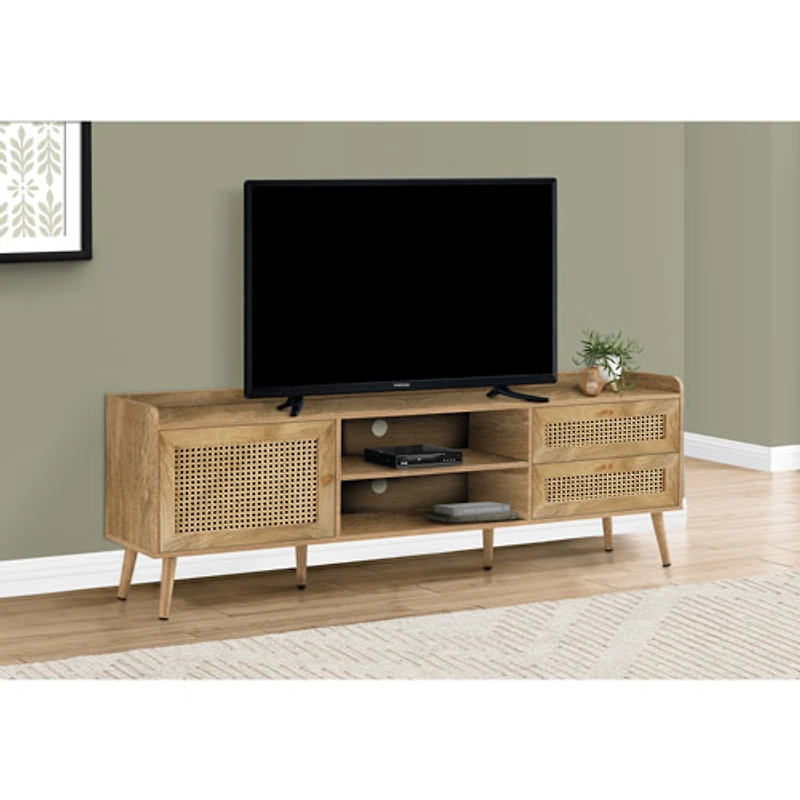 Monarch 72" TV Stand with Closed Storage Cabinet & 2 Drawers - Walnut