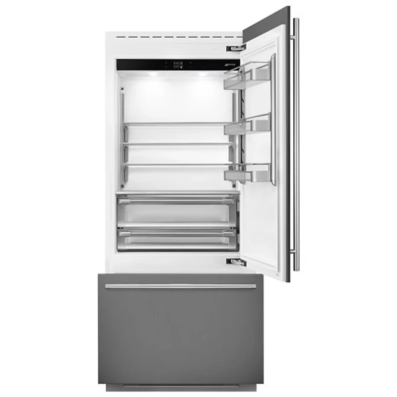 Réfrigérateur à congélateur inférieur encastrable 19 pi³ 36 po avec distributeur de glaçons de Smeg (RBMU36R) - Prêt pour panneau