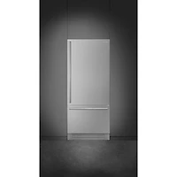 Réfrigérateur à congélateur inférieur encastrable 19 pi³ 36 po avec distributeur de glaçons de Smeg (RBMU36R) - Prêt pour panneau