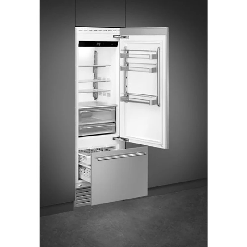 Réfrigérateur à congélateur inférieur encastrable 15 pi³ 30 po avec distributeur de glaçons de Smeg (RBMU30R) - Prêt pour panneau