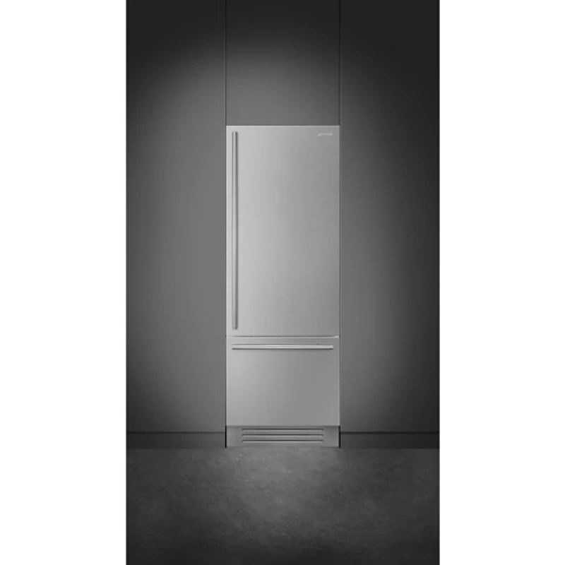 Réfrigérateur à congélateur inférieur encastrable 15 pi³ 30 po avec distributeur de glaçons de Smeg (RBMU30R) - Prêt pour panneau