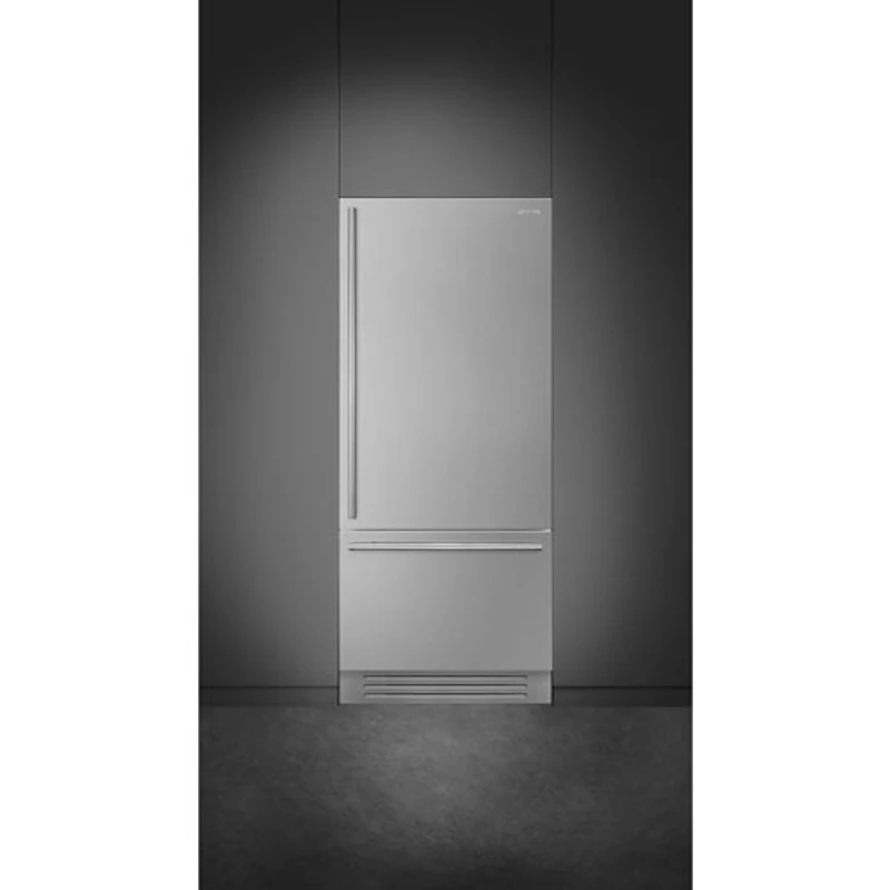 Réfrigérateur à congélateur inférieur encastrable 19 pi³ 36 po avec distributeur de glaçons de Smeg (RBMU36RX) - Acier inoxydable