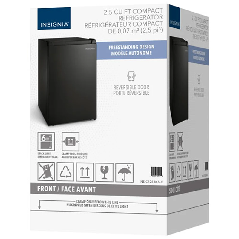 Insignia Compact 2.5 Cu. Ft. Bar Fridge w/ Reversible Door (NS-CF25BK5-C) - Black - Only at Best Buy