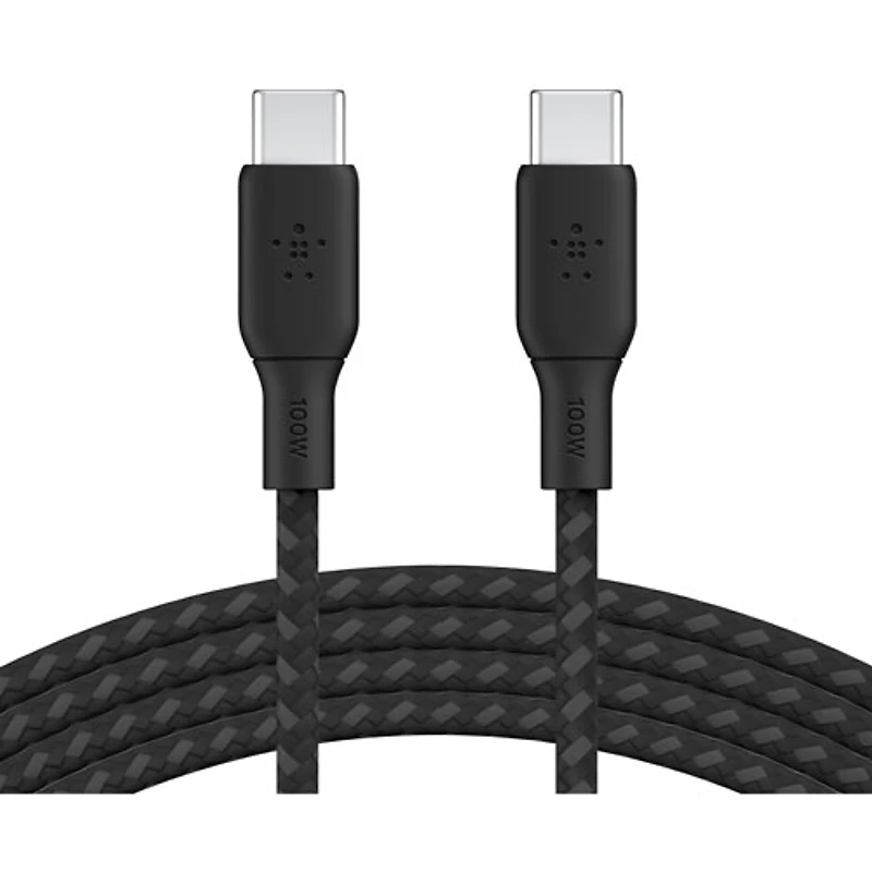 Belkin 2m (6.6ft) BoostCharge USB-C to USB-C Braided Cable (CAB014bt2MBK) - Black