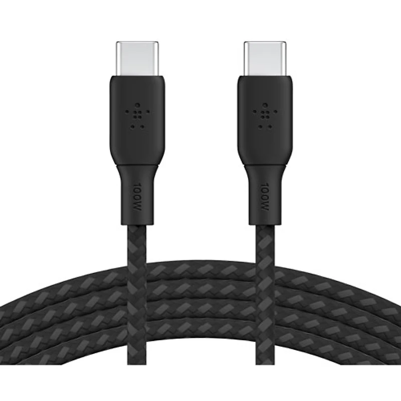 Belkin 3m (10ft) BoostCharge USB-C to USB-C Braided Cable (CAB014bt3MBK) - Black
