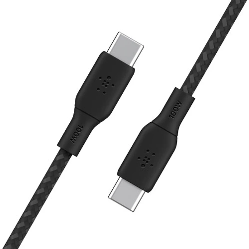 Belkin 3m (10ft) BoostCharge USB-C to USB-C Braided Cable (CAB014bt3MBK) - Black