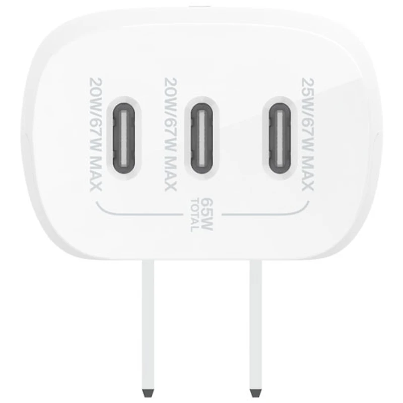 Belkin BoostCharge Pro 67W 3-Port USB-C Wall Charger (WCC002dqWH) - White