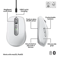 Souris compacte sans fil Darkfield MX Anywhere 3S de Logitech pour Mac - Gris pâle - Exclusivité de Best Buy