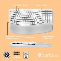 Logitech Wave Keys Wireless Ergonomic Full-Size Keyboard for Mac - Off-White