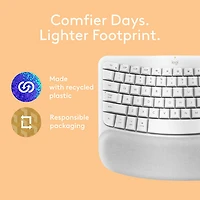 Logitech Wave Keys Wireless Ergonomic Full-Size Keyboard for Mac - Off-White