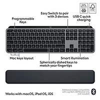Ensemble Bluetooth MX Keys S de Logitech pour Mac/iPad - Gris cosmique