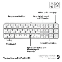 Clavier rétroéclairé sans fil MX Keys S de Logitech pour Mac/iPad - Gris pâle - Exclusivité de Best Buy