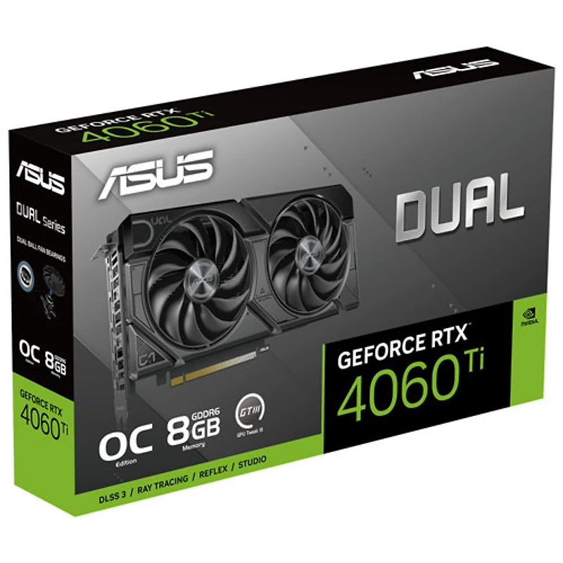 Carte graphique Dual NVIDIA GeForce RTX 4060 Ti EVO OC à mémoire GDDR6 de 8 Go d'ASUS