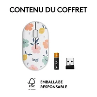 Souris sans fil à suivi optique de 1000 ppp M340 de Logitech - Bouquet de fleurs