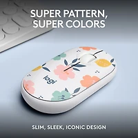 Souris sans fil à suivi optique de 1000 ppp M340 de Logitech - Bouquet de fleurs
