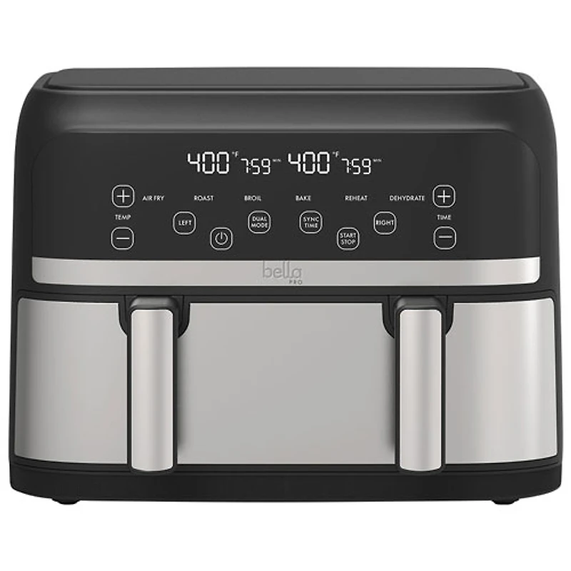Friteuse à air chaud Pro Mini Trizone Flex de Bella avec céramique EverGood - 3,8 l (4 pte) - Acier inoxydable - Exclusivité de Best Buy