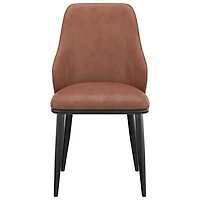 Chaise de salle à manger contemporaine en similicuir Kash - Ensemble de 2 - Brun sellier