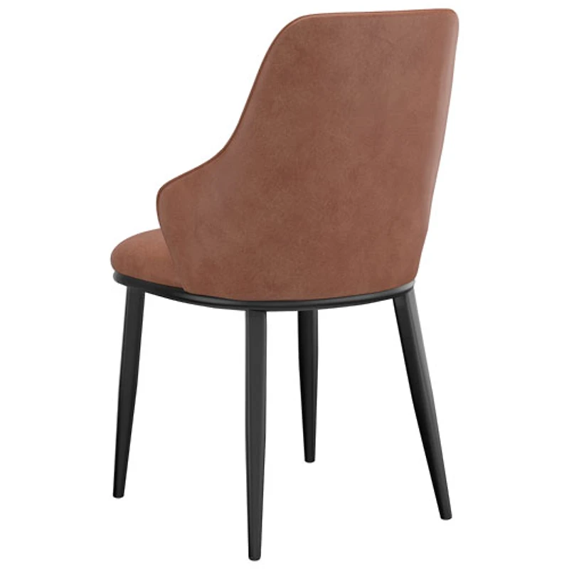 Chaise de salle à manger contemporaine en similicuir Kash - Ensemble de 2 - Brun sellier