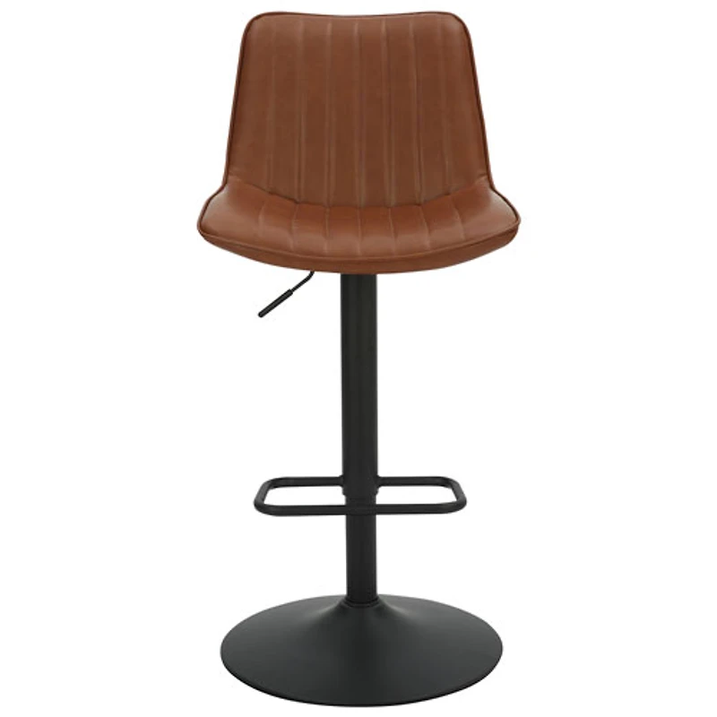 Tabouret de bar contemporain à hauteur réglable et vérin pneumatique Kosi - Ensemble de 2 - Brun sellier