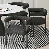 Scarlet Contemporary Fabric Dining Chair - Set of 2 - Charcoal