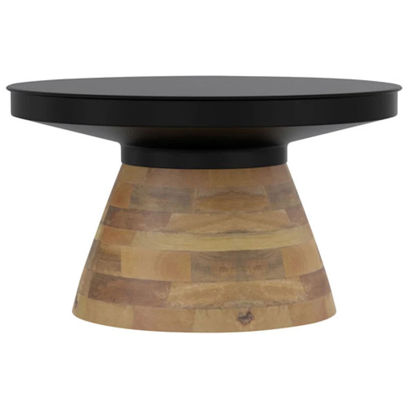 Table basse ronde contemporaine Boden - Noir/Noyer
