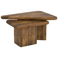 Ensemble de 2 tables triangulaires contemporaines Draco - Noyer