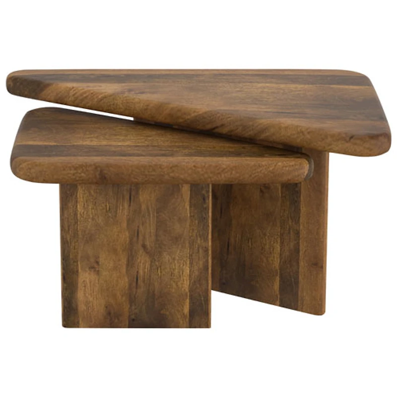 Ensemble de 2 tables triangulaires contemporaines Draco - Noyer