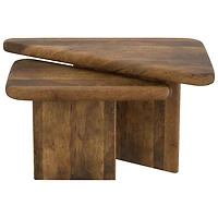 Ensemble de 2 tables triangulaires contemporaines Draco - Noyer