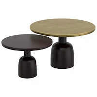 Ensemble de 2 tables rondes contemporaines Adira - Doré antique/Noir