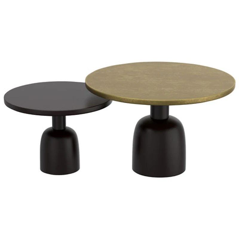 Ensemble de 2 tables rondes contemporaines Adira - Doré antique/Noir