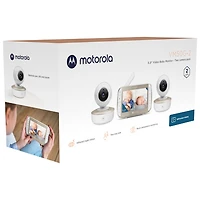 Motorola 5" Video Baby Monitor with Remote Pan, Night Vision and Zoom/Pan/Tilt (VM50G-2) - Double Camera - White/Gold