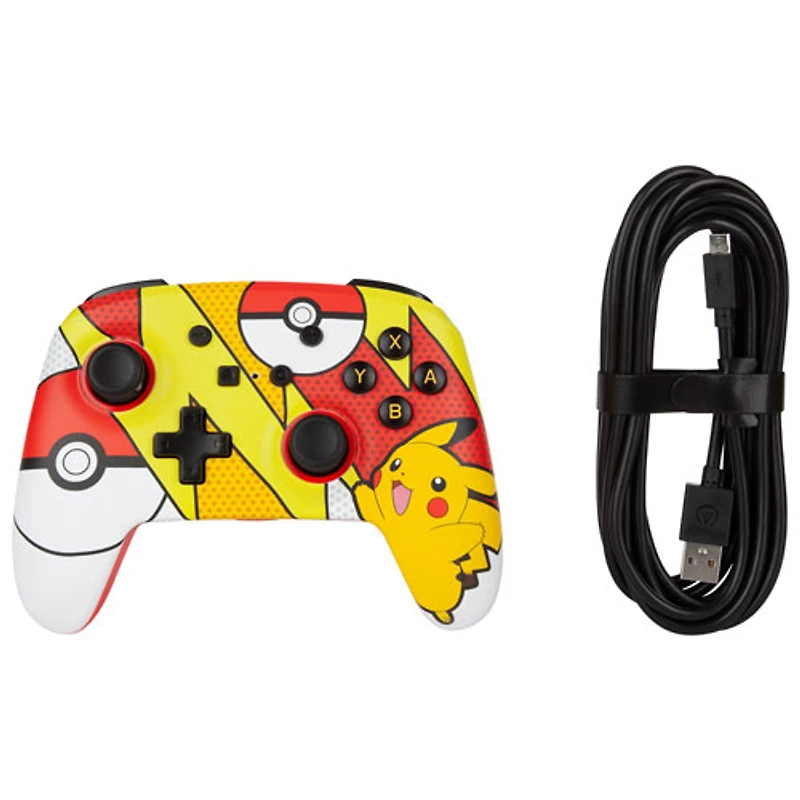 Manette avec fil améliorée de PowerA pour Switch - Pikachu