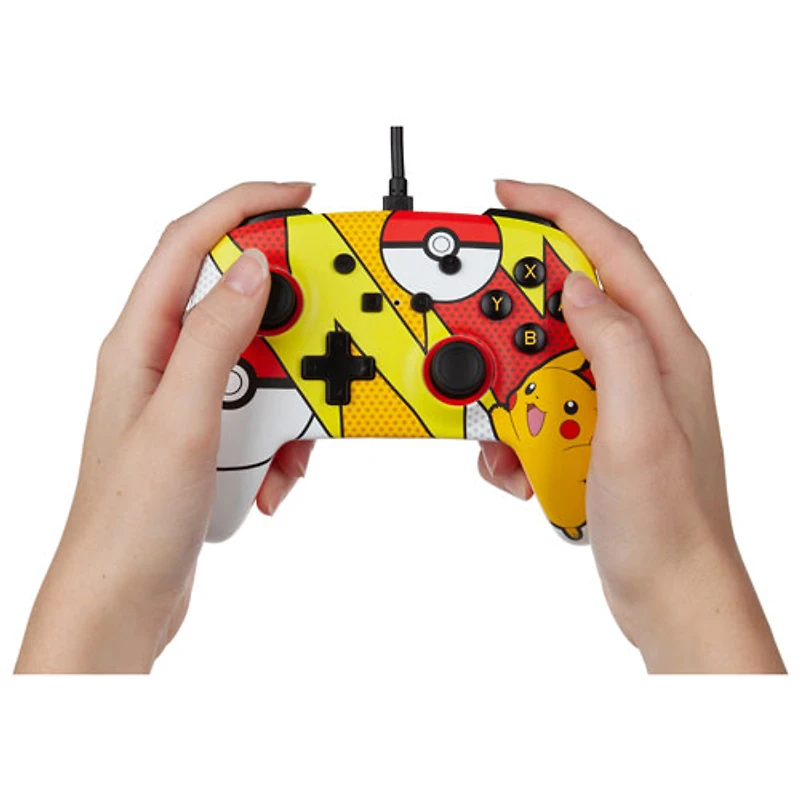 Manette avec fil améliorée de PowerA pour Switch - Pikachu
