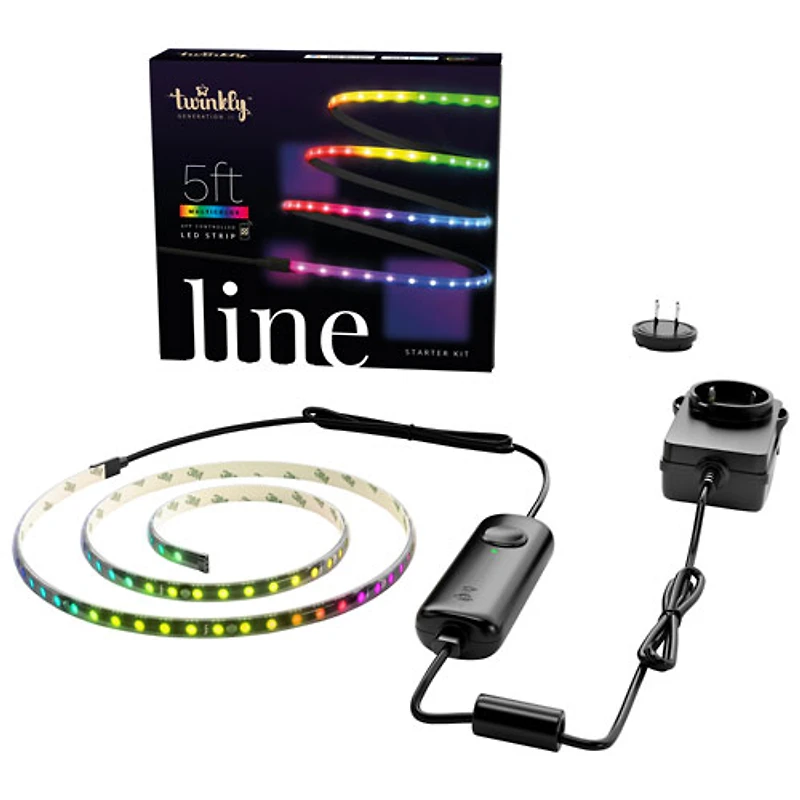 Trousse de démarrage avec bande lumineuse intelligente multicolore 1,5 m (5 pi) Line de Twinkly