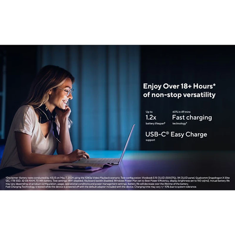 Portable VivoBook S 15 DELO de 15,6 po d'ASUS (Snapdragon X Elite/RAM 32 Go/SSD 1 To) - Argenté