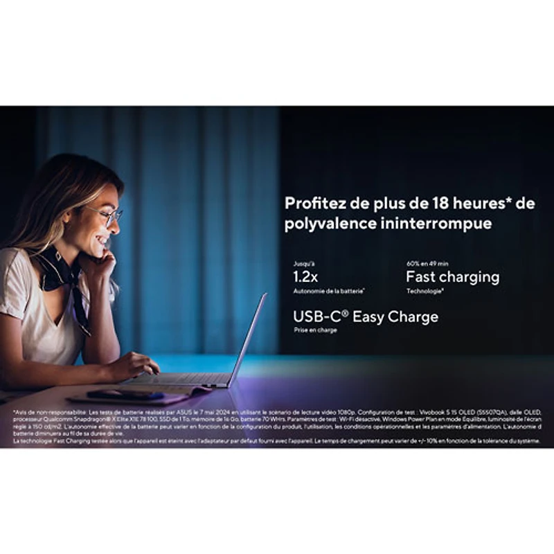 Portable VivoBook S 15 DELO de 15,6 po d'ASUS (Snapdragon X Elite/RAM 32 Go/SSD 1 To) - Argenté