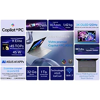 Portable VivoBook S 15 DELO de 15,6 po d'ASUS (Snapdragon X Elite/RAM 32 Go/SSD 1 To) - Argenté