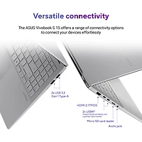 Portable VivoBook S 15 Copilot+ PC DELO de 15,6 po d'ASUS (Snapdragon X Plus/RAM 16 Go/SSD 512 Go)