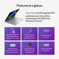 Portable VivoBook S 15 Copilot+ PC DELO de 15,6 po d'ASUS (Snapdragon X Plus/RAM 16 Go/SSD 512 Go)