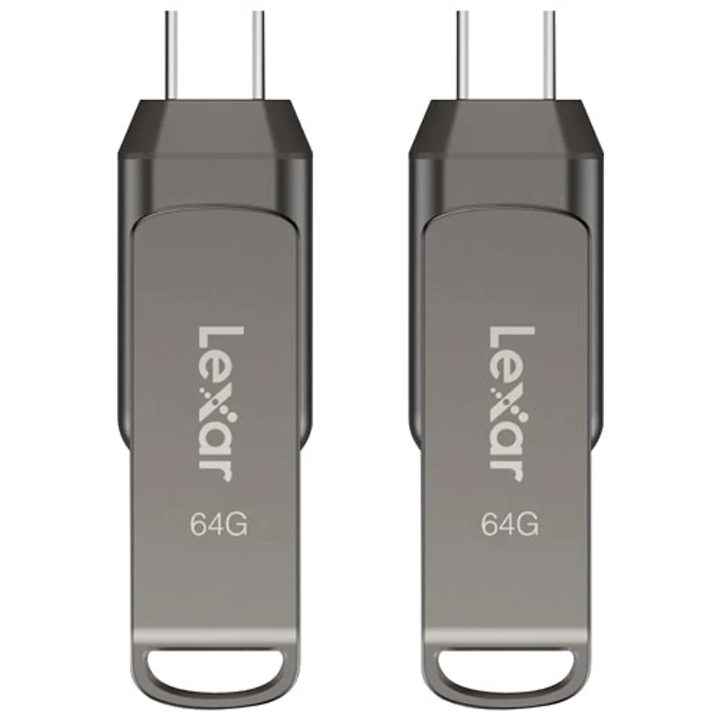 Clé USB 3.1 + USB-C Jump Drive Dual Drive D400 de 64 Go de Lexar - Ensemble de 2