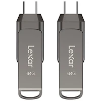 Clé USB 3.1 + USB-C Jump Drive Dual Drive D400 de 64 Go de Lexar - Ensemble de 2