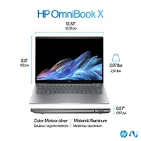 Portable OmniBook X Copilot+ PC à écran tactile de 14 po de HP (Snapdragon X Elite/RAM 16 Go/SSD 1 To)