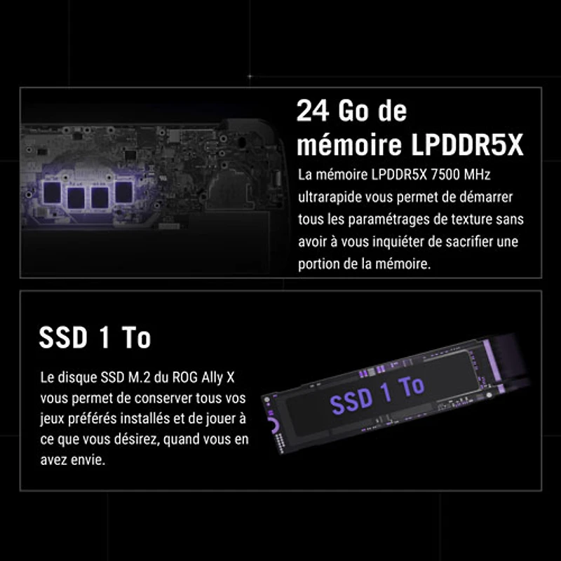Console de jeu tactile 1080p ROG Ally X de 7 po d'ASUS (Ryzen Z1 Extreme d'AMD/RAM 24 Go/SSD 1 To/Windows 11 11/Xbox GamePass)